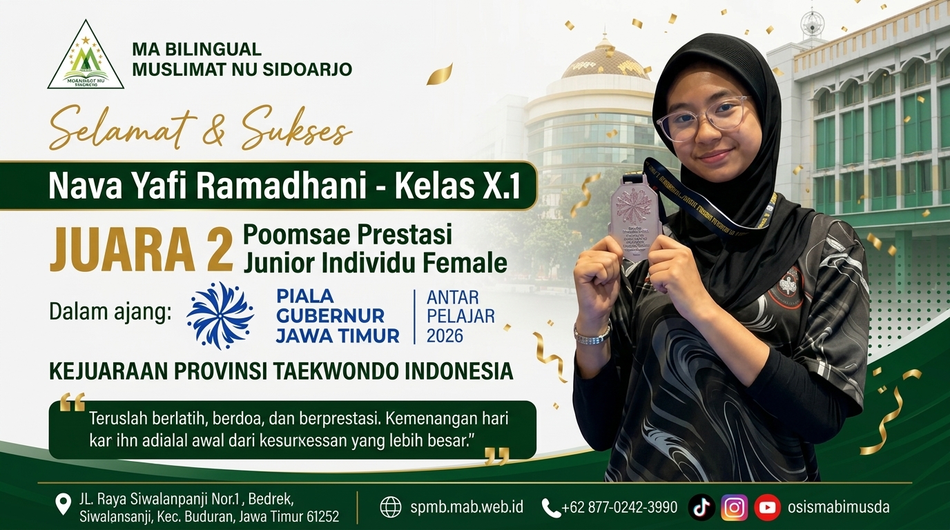 Banggakan Madrasah! Nava Yafi Ramadhani Raih Juara 2 Kejurprov Taekwondo Piala Gubernur Jatim 2026